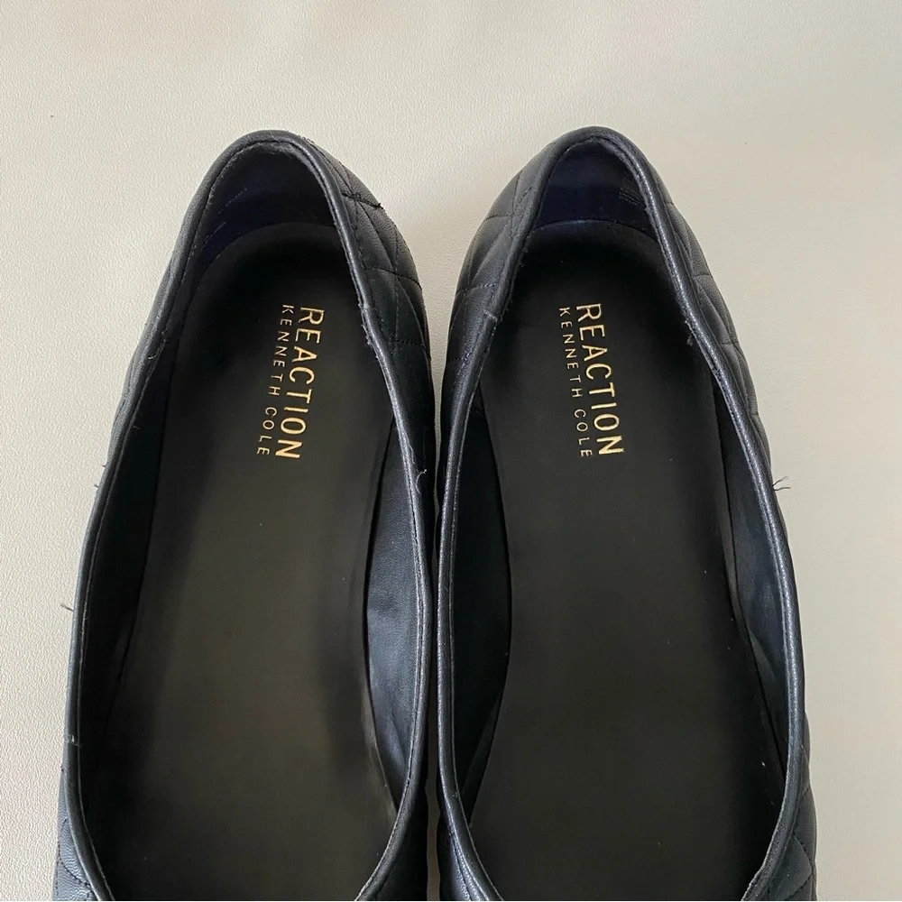 Kenneth Cole Reaction Quilted Black Ballet Flats 7.5 Pointed Toe Bow Women’s - Picture 9 of 12